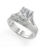 April Split Shank Cushion Cut Diamond Engagement Ring - Nivetta